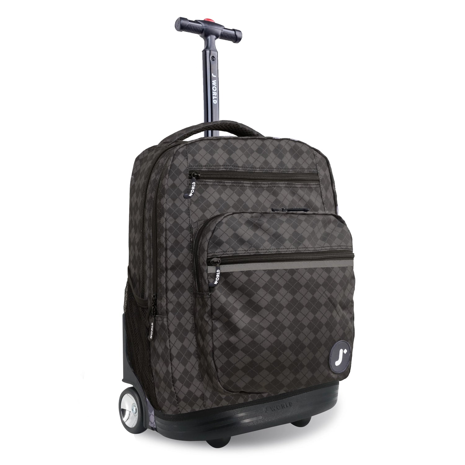 J World New York Sunrise Kids Rolling Backpack - ARGYLE BLACK - 18 Inch