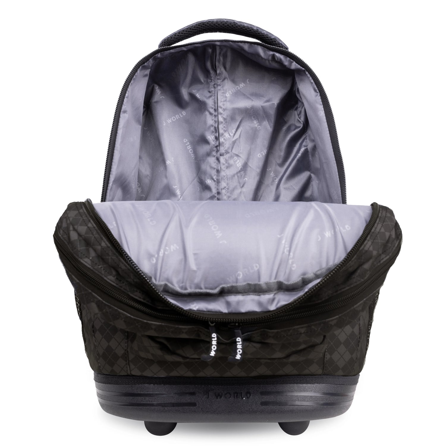 J World New York Sunrise Kids Rolling Backpack - ARGYLE BLACK - 18 Inch