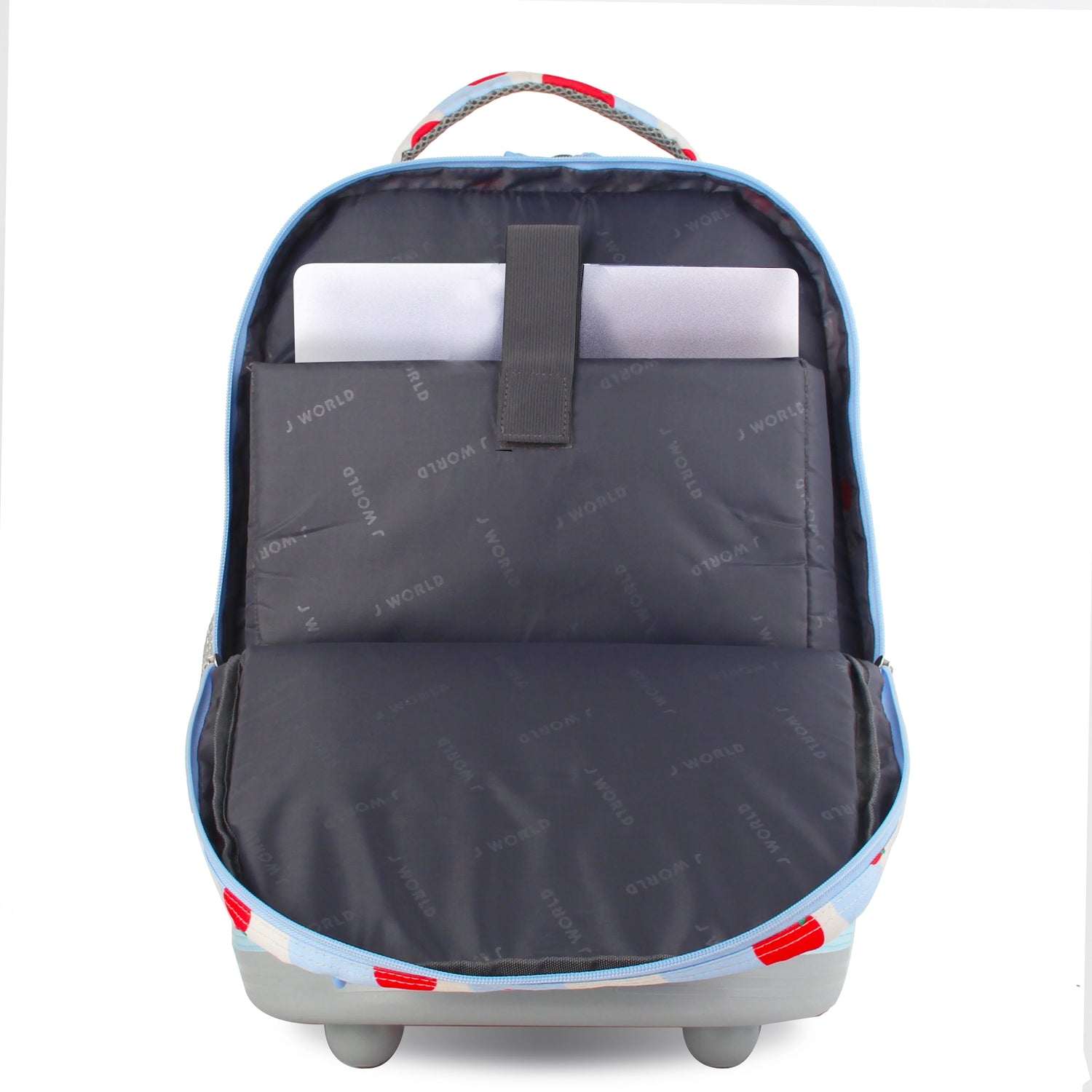 J World New York Sunrise Kids Rolling Backpack - FLOATING APPLE - 18 Inch