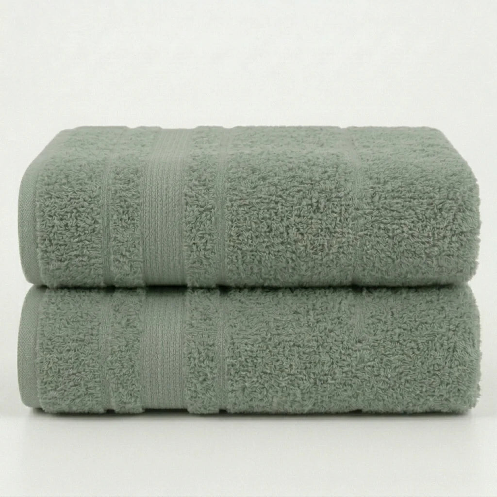 BYFT Home Aura | Green Cotton Towel Sets - Soft, Absorbent, Quick-Dry | 550 GSM