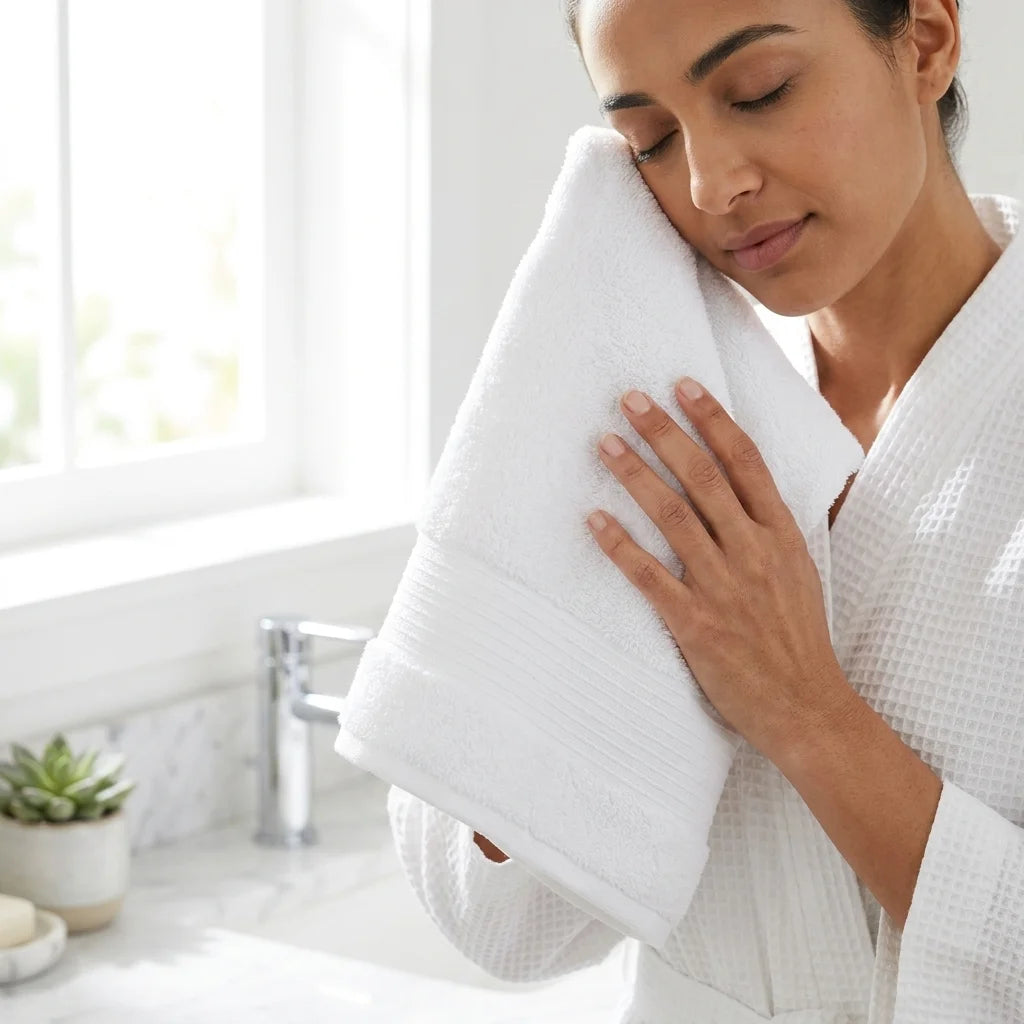 BYFT Home Aura | White Cotton Towel Sets - Soft, Absorbent, Quick-Dry | 550 GSM