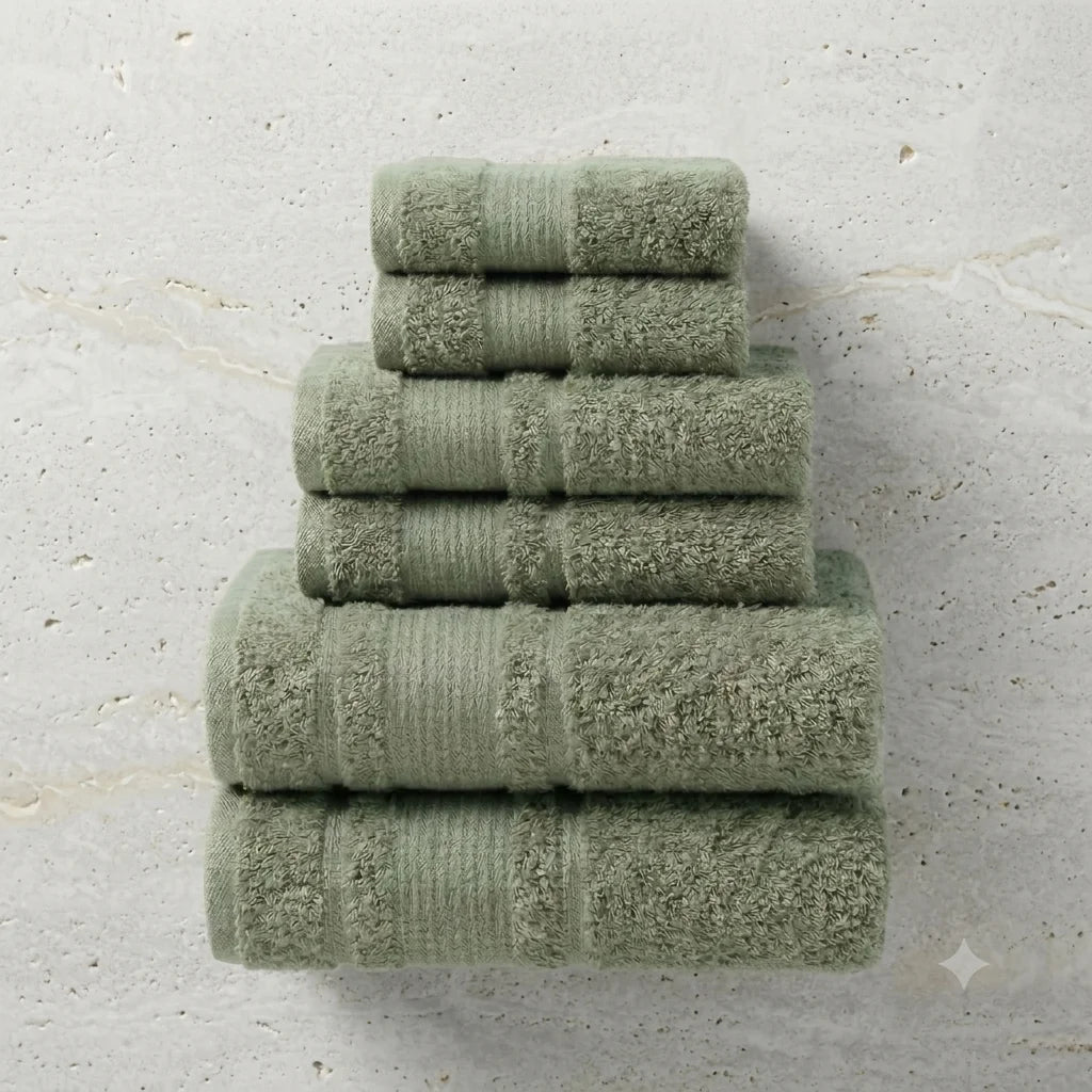 BYFT Home Aura | Green Cotton Towel Sets - Soft, Absorbent, Quick-Dry | 550 GSM