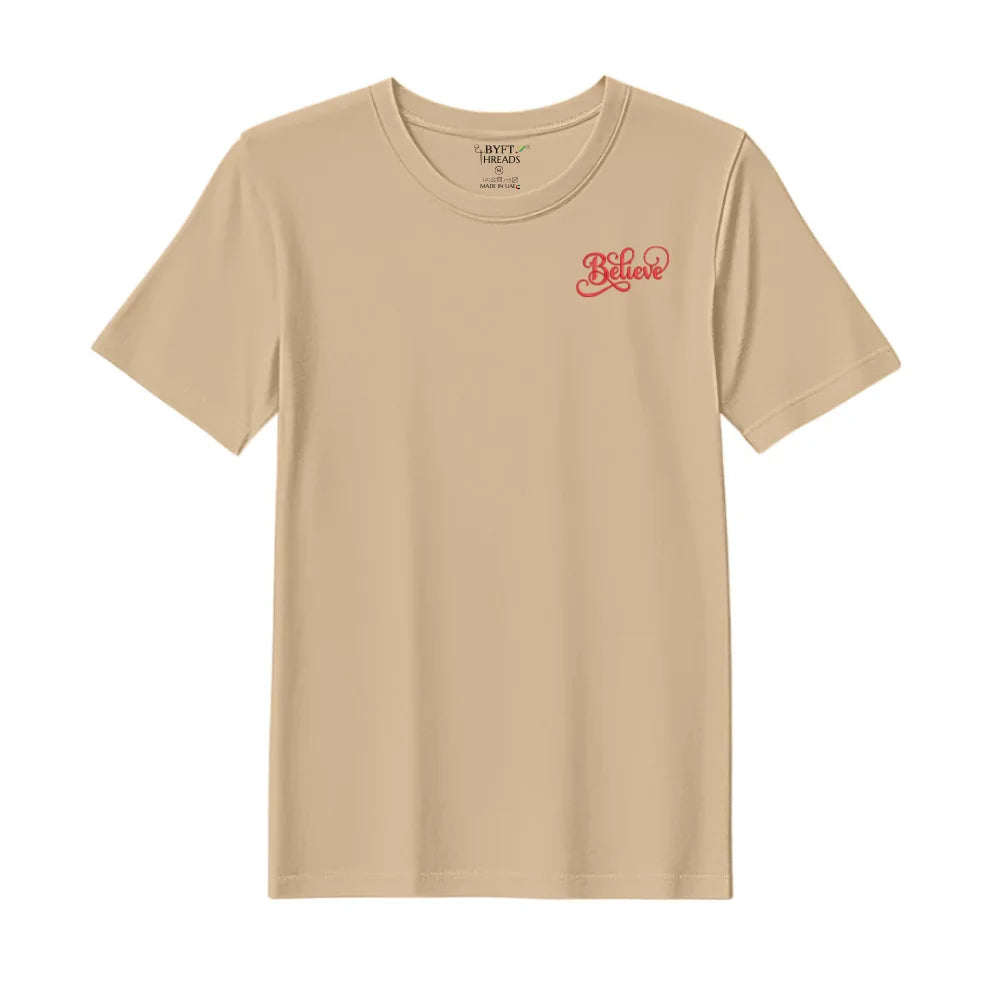 BYFT Threads Embroidered For You Christmas - Believe Designed T-Shirts