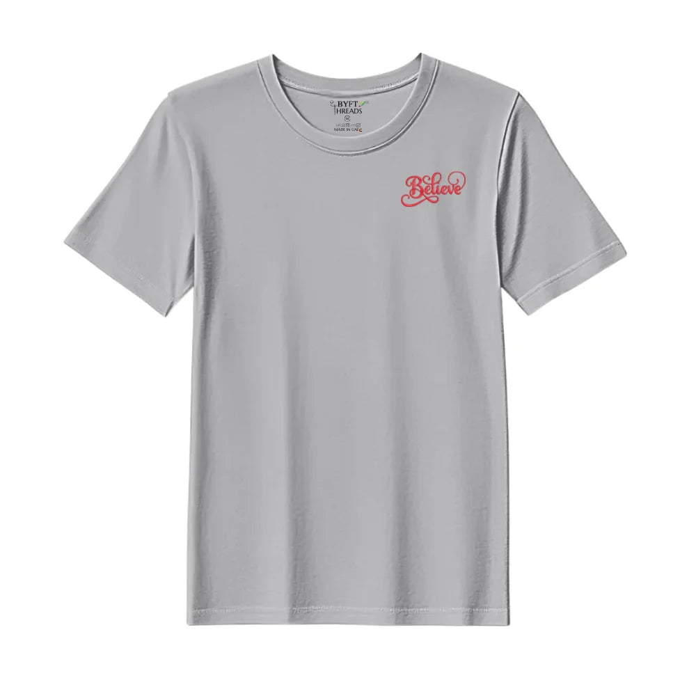 BYFT Threads Embroidered For You Christmas - Believe Designed T-Shirts