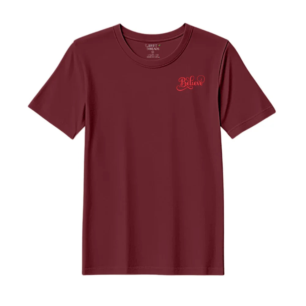 BYFT Threads Embroidered For You Christmas - Believe Designed T-Shirts
