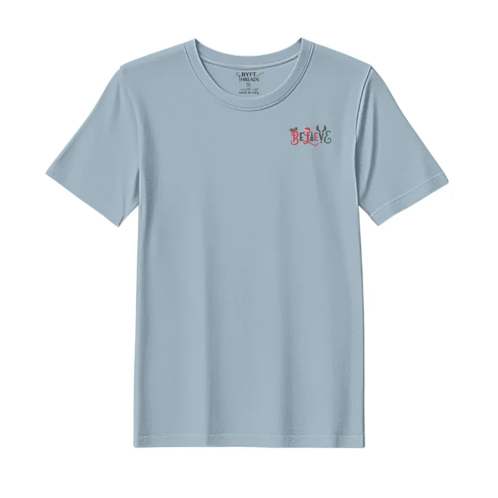 BYFT Threads Embroidered For You Christmas - Believe Christmas Ornaments Designed T-Shirts