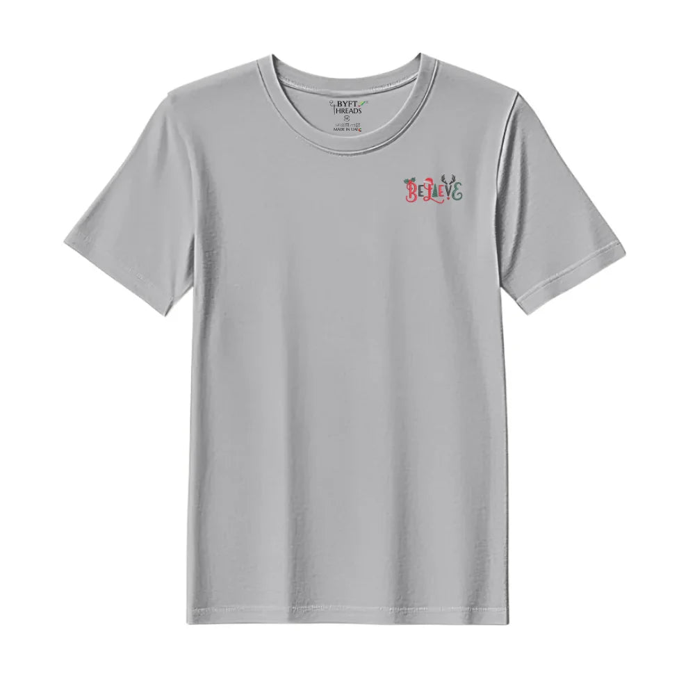 BYFT Threads Embroidered For You Christmas - Believe Christmas Ornaments Designed T-Shirts