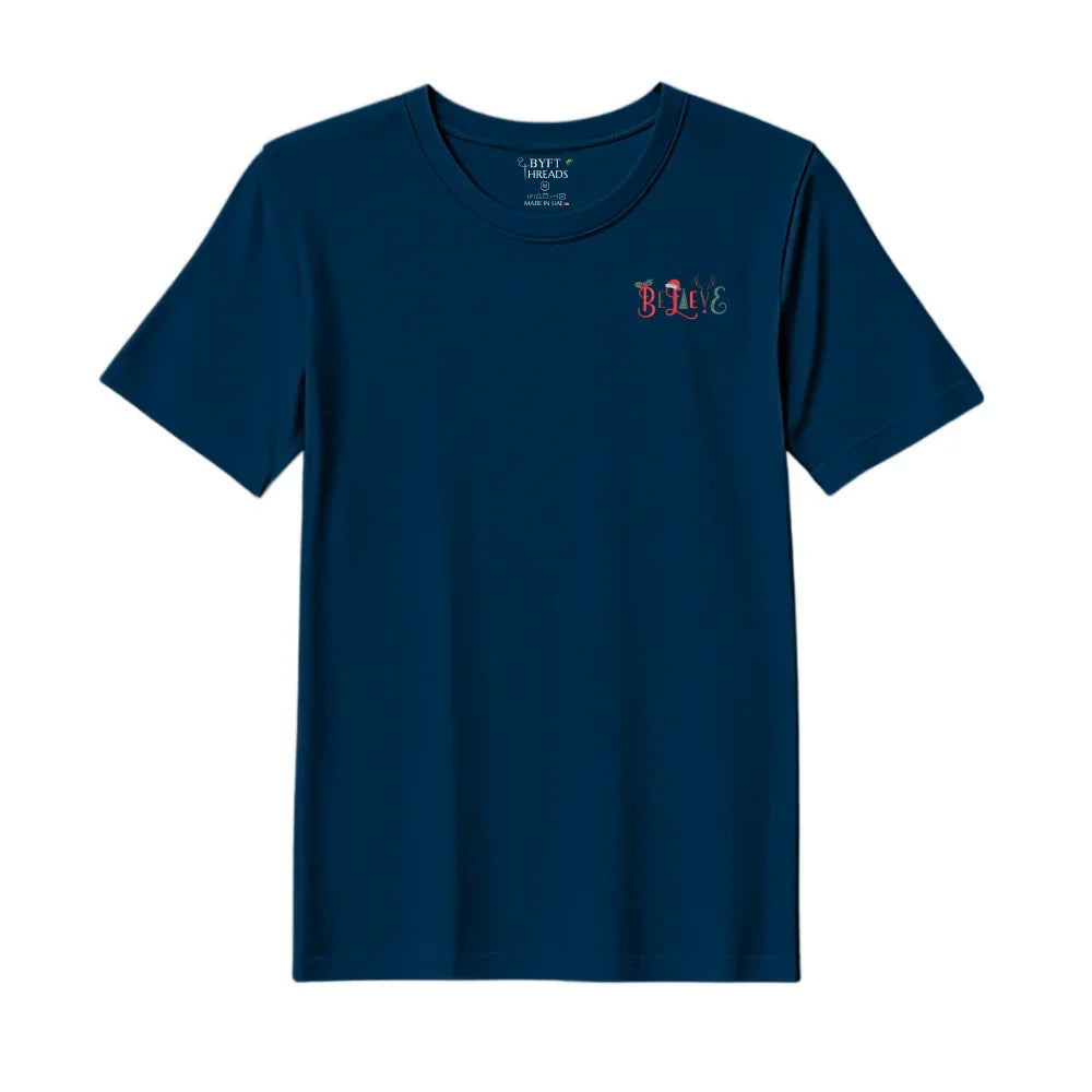 BYFT Threads Embroidered For You Christmas - Believe Christmas Ornaments Designed T-Shirts