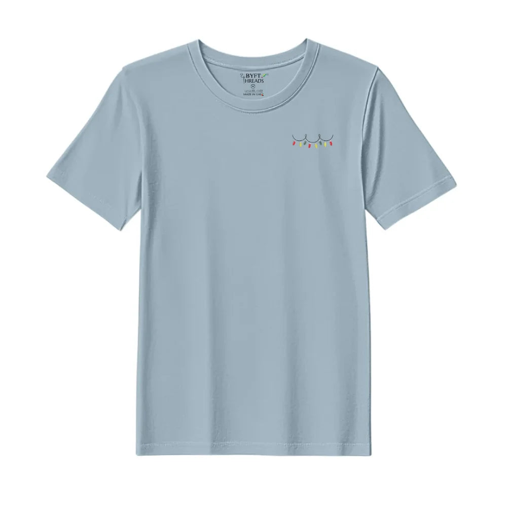 BYFT Threads Embroidered For You Christmas - Christmas Light Garland Designed T-Shirts