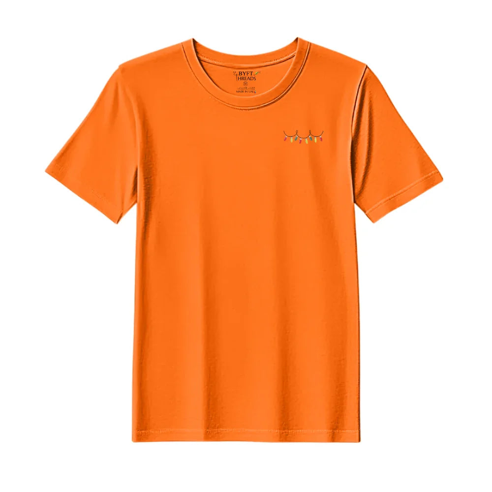 BYFT Threads Embroidered For You Christmas - Christmas Light Garland Designed T-Shirts