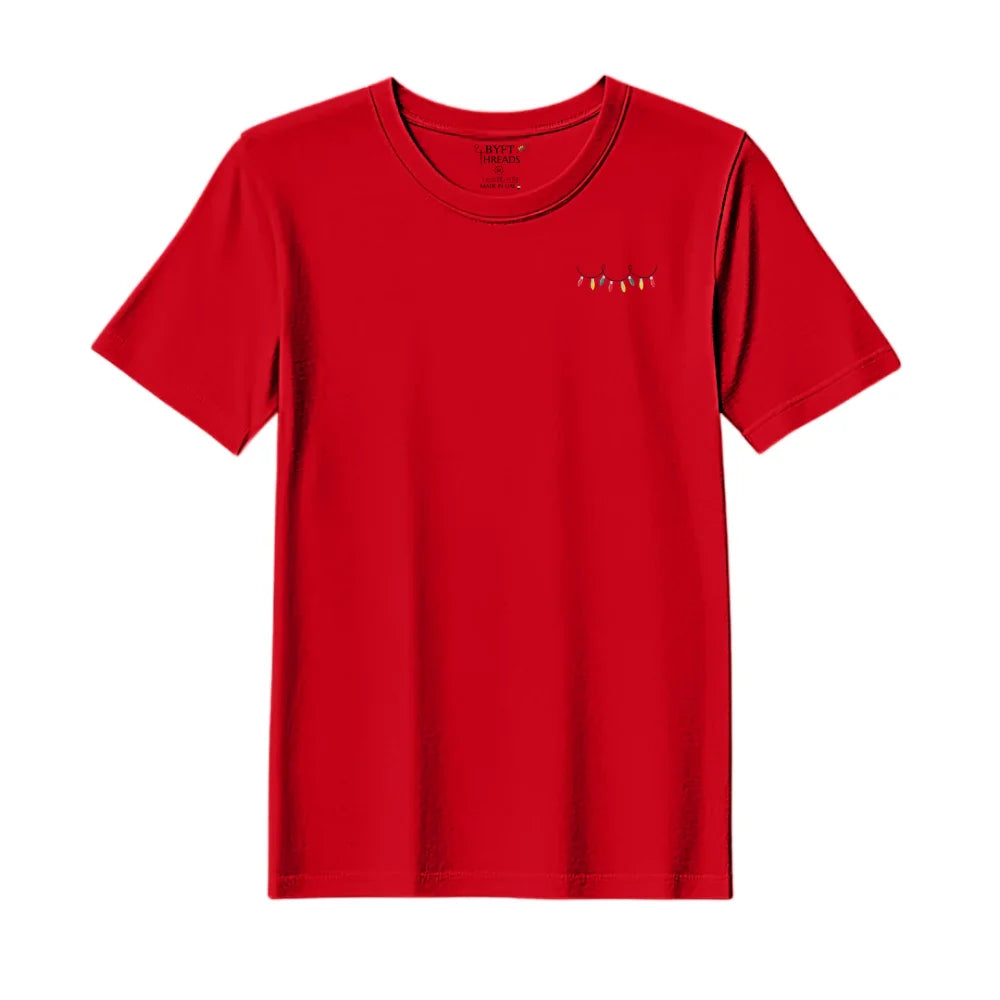 BYFT Threads Embroidered For You Christmas - Christmas Light Garland Designed T-Shirts