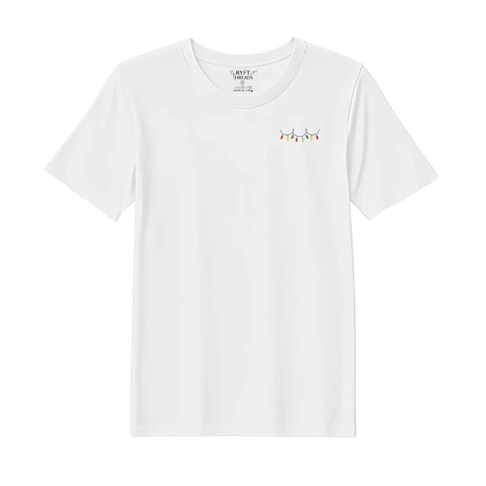 BYFT Threads Embroidered For You Christmas - Christmas Light Garland Designed T-Shirts