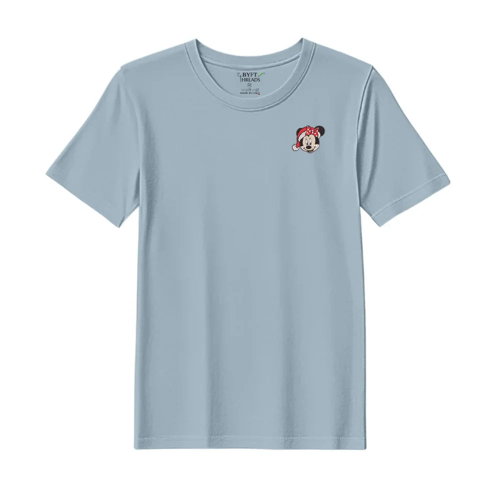 BYFT Threads Embroidered For You Christmas - Christmas Minnie Face Designed T-Shirts