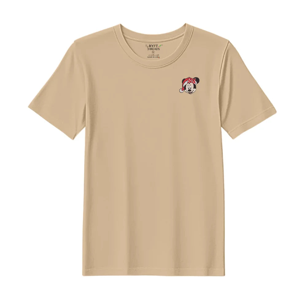 BYFT Threads Embroidered For You Christmas - Christmas Minnie Face Designed T-Shirts
