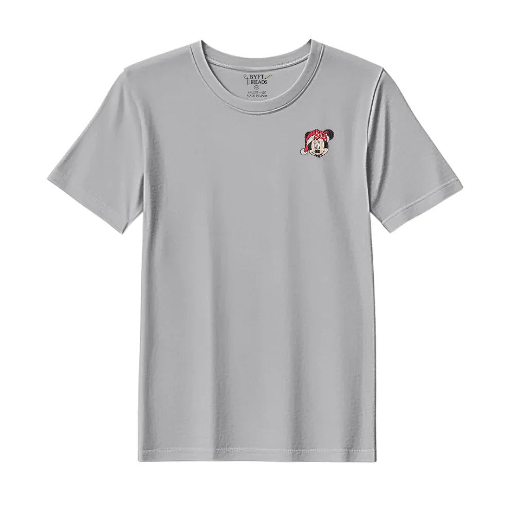 BYFT Threads Embroidered For You Christmas - Christmas Minnie Face Designed T-Shirts