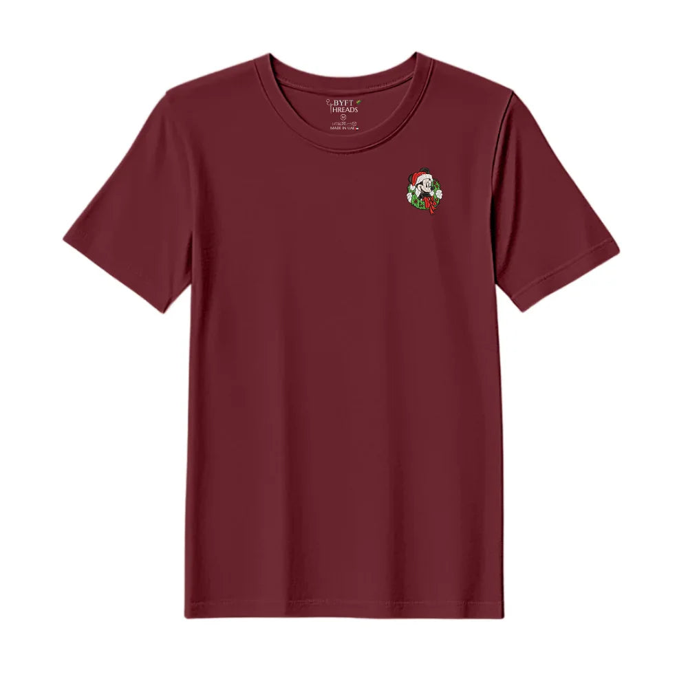 BYFT Threads Embroidered For You Christmas - Christmas Mouse in Wreath Designed T-Shirts