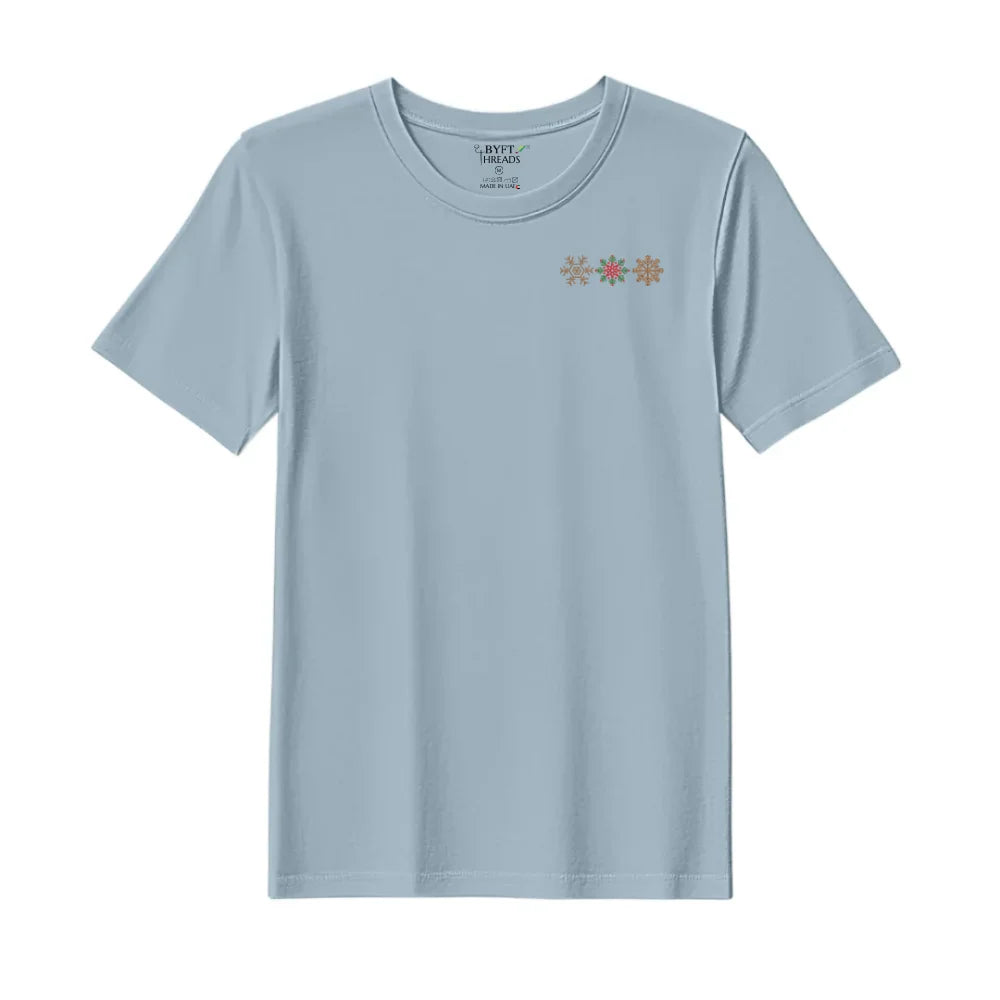 BYFT Threads Embroidered For You Christmas - Christmas Snowflakes Trio Designed T-Shirts