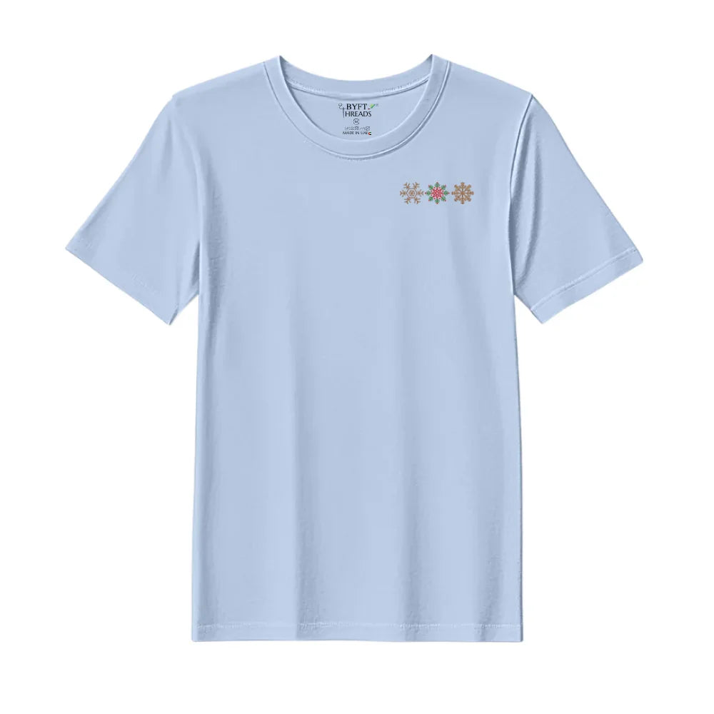 BYFT Threads Embroidered For You Christmas - Christmas Snowflakes Trio Designed T-Shirts