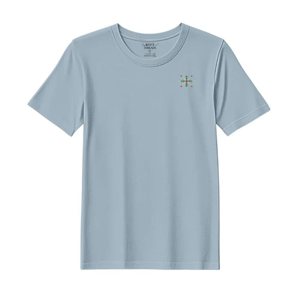 BYFT Threads Embroidered For You Christmas - Diamond Snowflake Designed T-Shirts