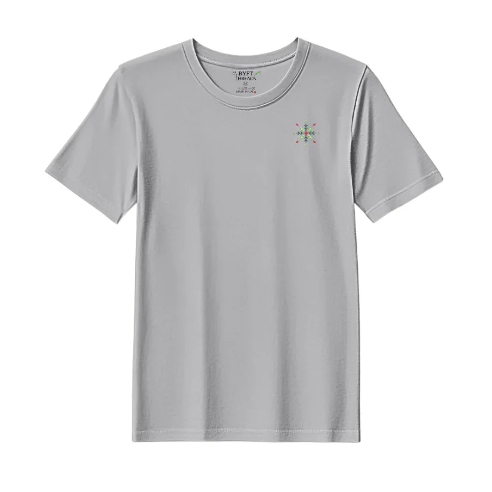 BYFT Threads Embroidered For You Christmas - Diamond Snowflake Designed T-Shirts