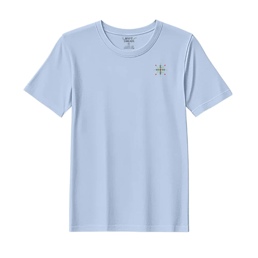 BYFT Threads Embroidered For You Christmas - Diamond Snowflake Designed T-Shirts