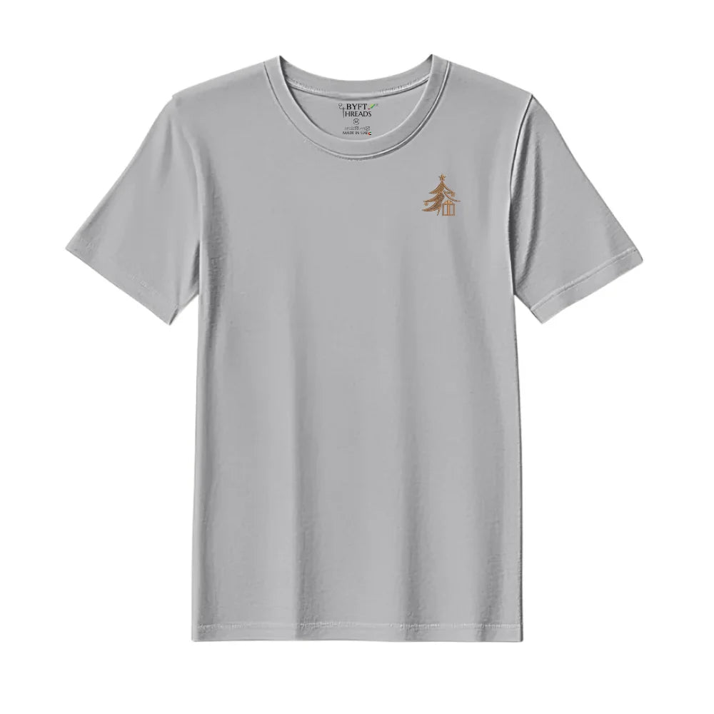BYFT Threads Embroidered For You Christmas - Elegant Christmas Tree with Gift Designed T-Shirts