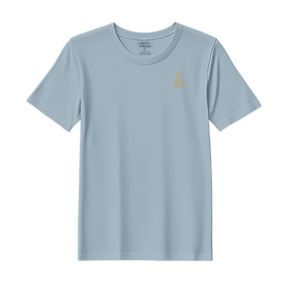 BYFT Threads Embroidered For You Christmas - Elegant Loop Christmas Tree Designed T-Shirts