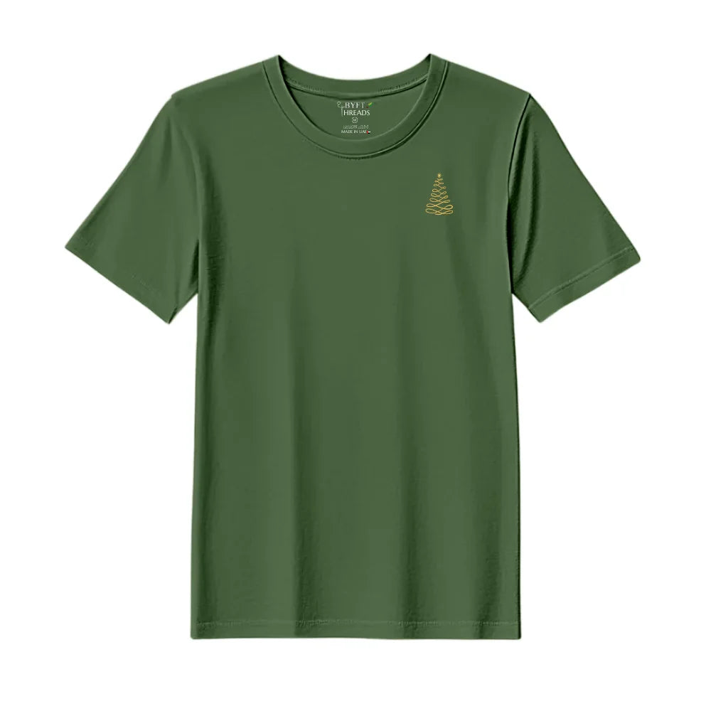 BYFT Threads Embroidered For You Christmas - Elegant Loop Christmas Tree Designed T-Shirts