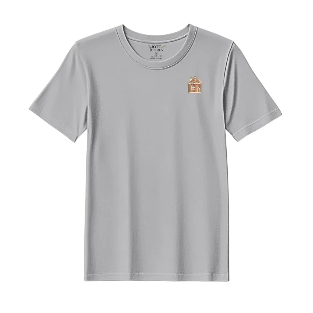 BYFT Threads Embroidered For You Christmas - Gingerbread House Cookie Designed T-Shirts
