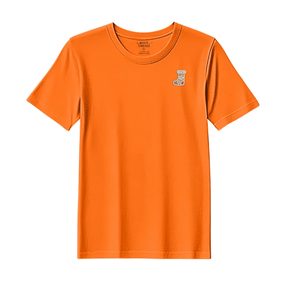 BYFT Threads Embroidered For You Christmas - Gingerbread Stocking Cookie Designed T-Shirts