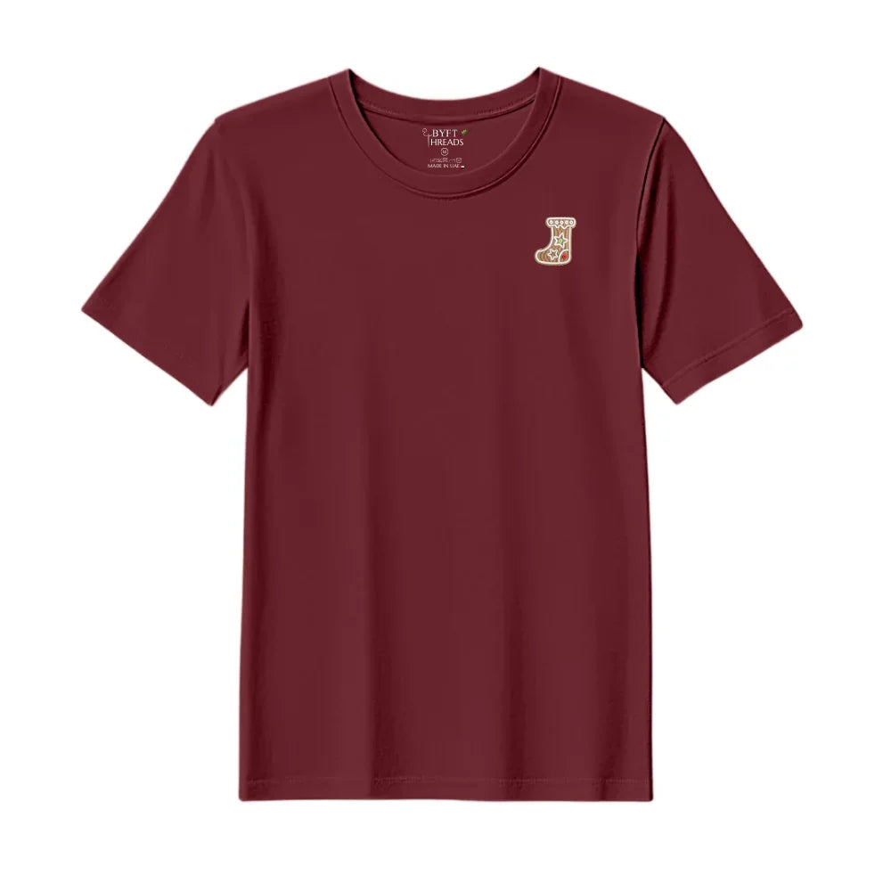 BYFT Threads Embroidered For You Christmas - Gingerbread Stocking Cookie Designed T-Shirts