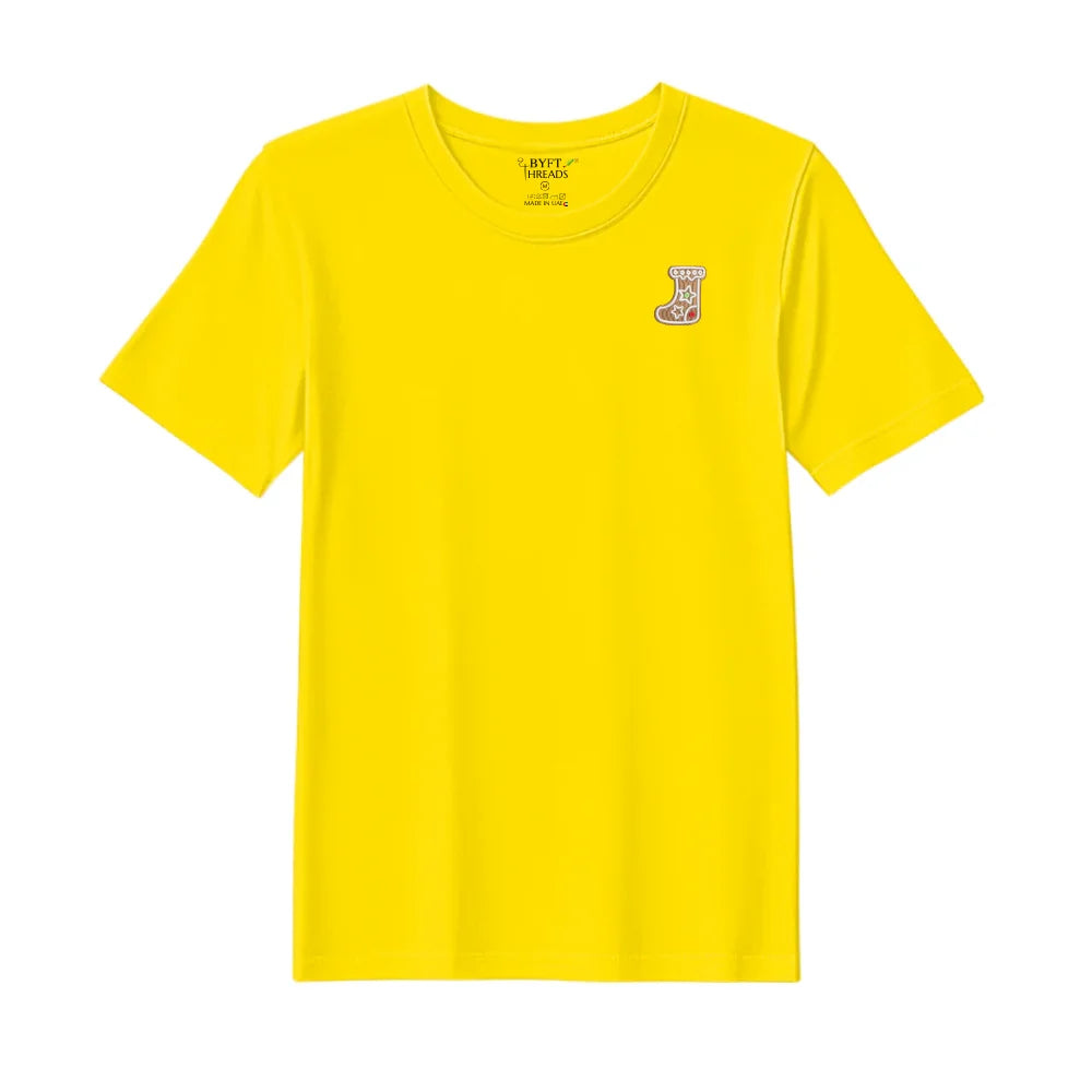 BYFT Threads Embroidered For You Christmas - Gingerbread Stocking Cookie Designed T-Shirts