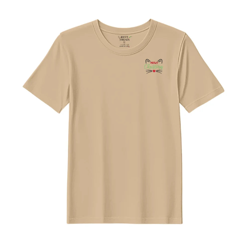 BYFT Threads Embroidered For You Christmas - Meowy Christmas Cat Designed T-Shirts