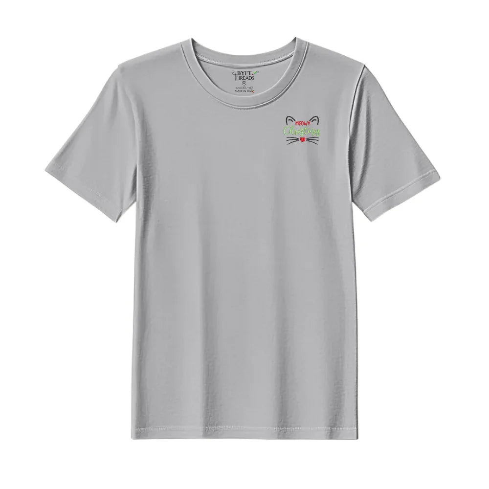 BYFT Threads Embroidered For You Christmas - Meowy Christmas Cat Designed T-Shirts