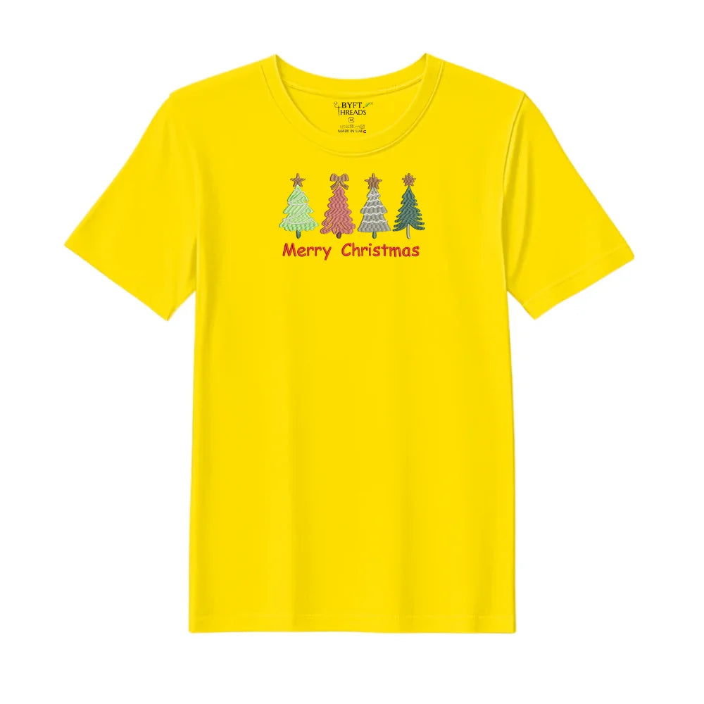 BYFT Threads Embroidered For You Christmas - Merry Christmas Trees (4 Styles) Designed T-Shirts