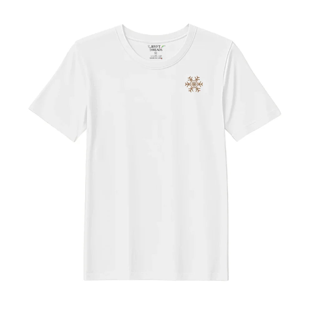 BYFT Threads Embroidered For You Christmas - Minimal Snowflake Line Designed T-Shirts