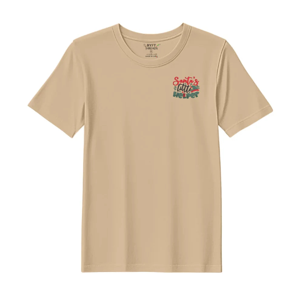 BYFT Threads Embroidered For You Christmas - Santas Little Helper Designed T-Shirts