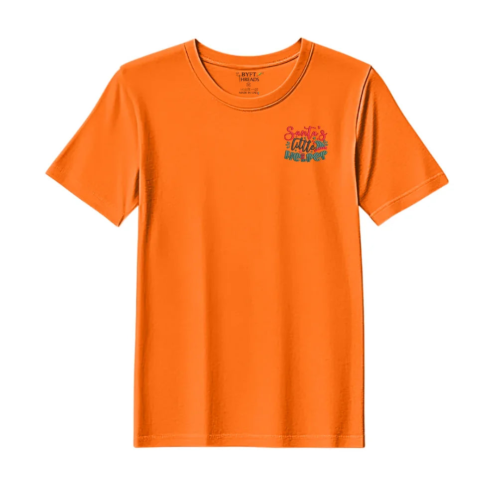 BYFT Threads Embroidered For You Christmas - Santas Little Helper Designed T-Shirts
