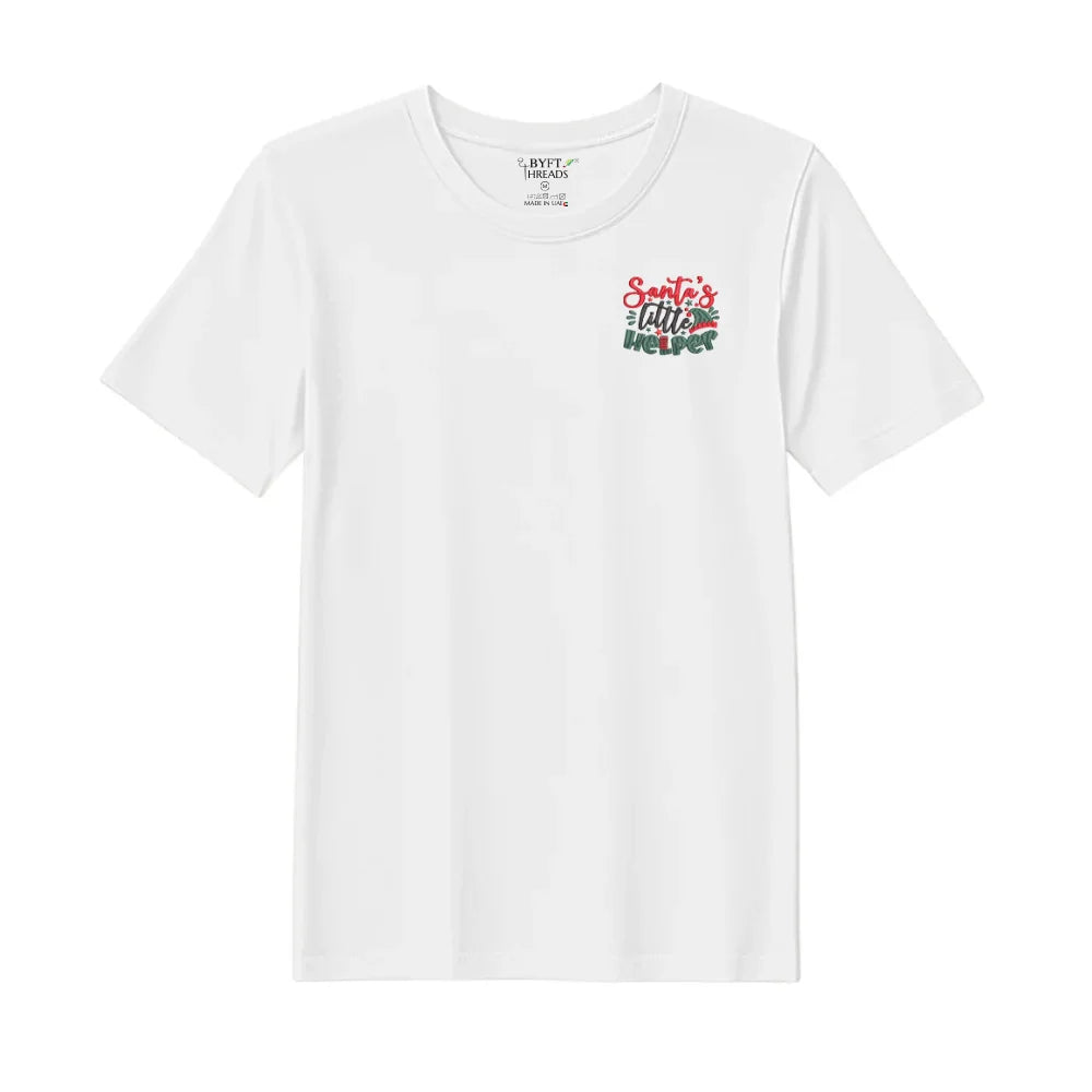BYFT Threads Embroidered For You Christmas - Santas Little Helper Designed T-Shirts