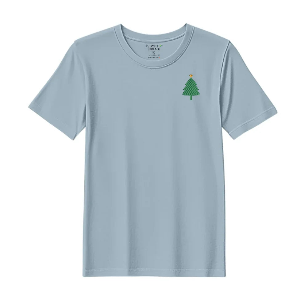 BYFT Threads Embroidered For You Christmas - Simple Christmas Tree with Star Designed T-Shirts
