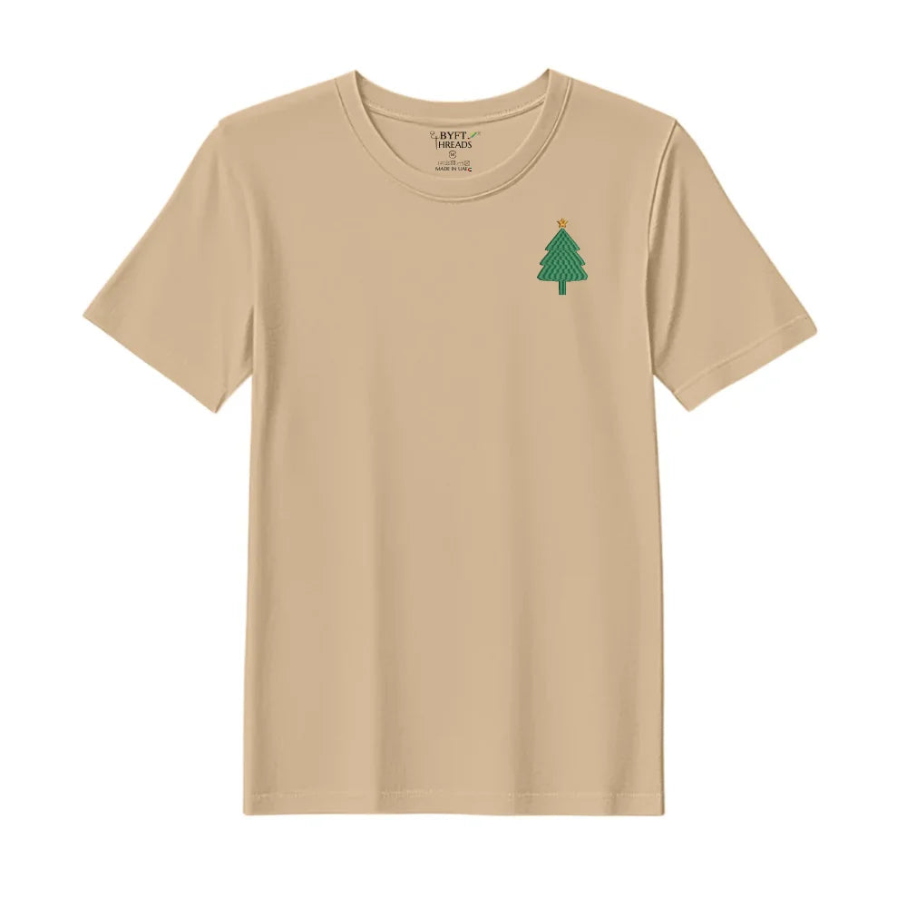 BYFT Threads Embroidered For You Christmas - Simple Christmas Tree with Star Designed T-Shirts