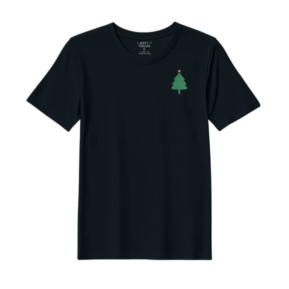 BYFT Threads Embroidered For You Christmas - Simple Christmas Tree with Star Designed T-Shirts