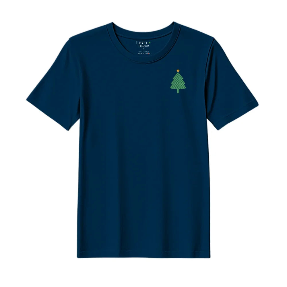 BYFT Threads Embroidered For You Christmas - Simple Christmas Tree with Star Designed T-Shirts