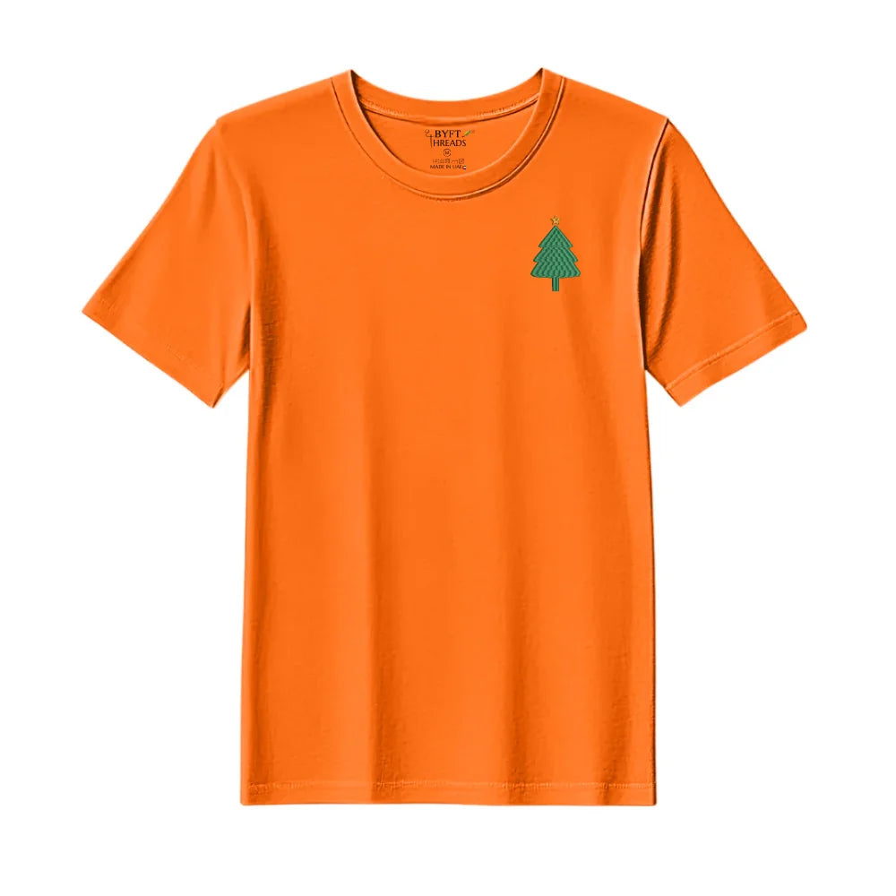BYFT Threads Embroidered For You Christmas - Simple Christmas Tree with Star Designed T-Shirts