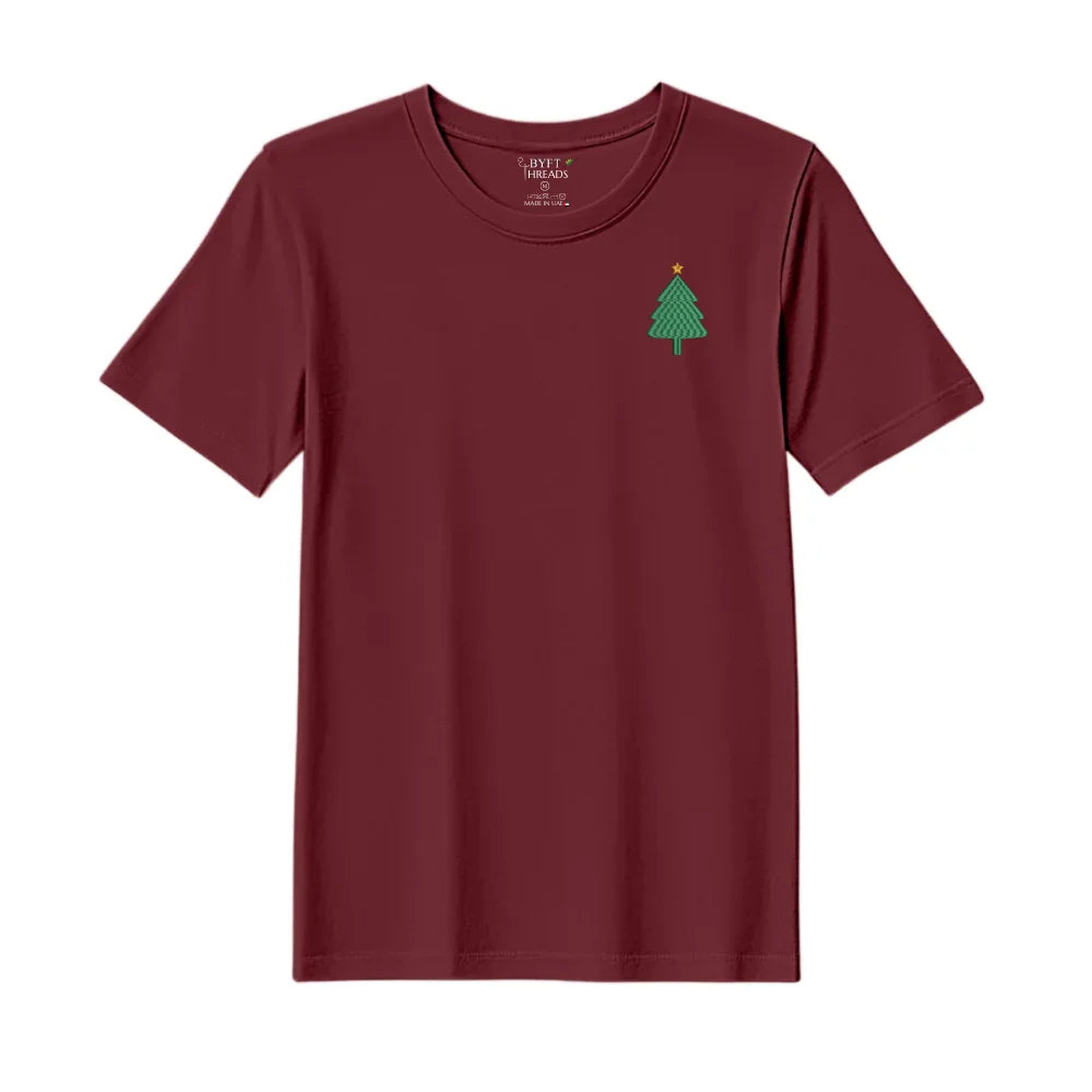 BYFT Threads Embroidered For You Christmas - Simple Christmas Tree with Star Designed T-Shirts