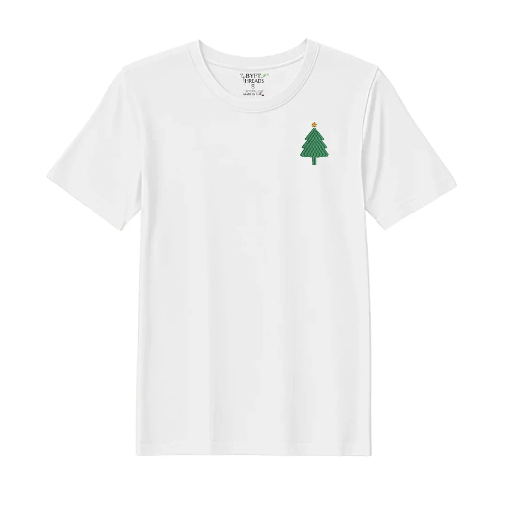 BYFT Threads Embroidered For You Christmas - Simple Christmas Tree with Star Designed T-Shirts
