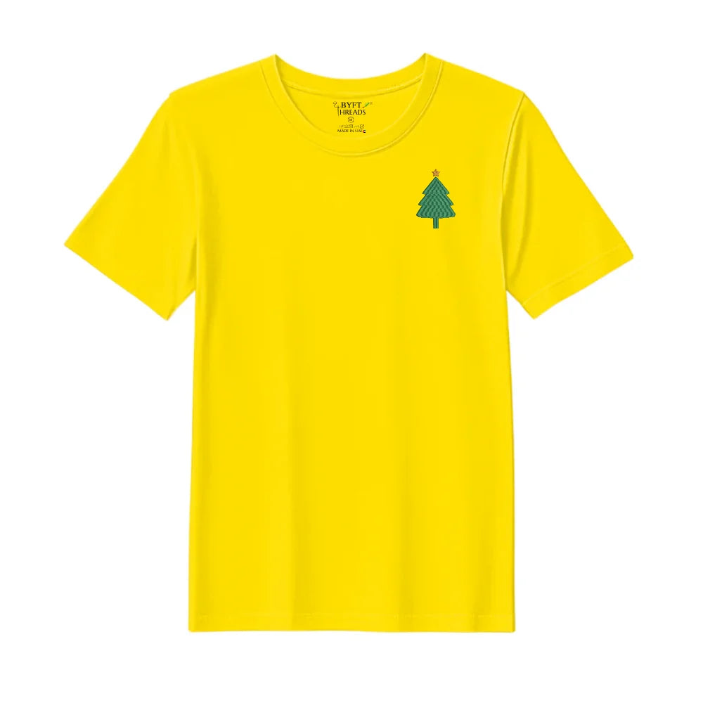 BYFT Threads Embroidered For You Christmas - Simple Christmas Tree with Star Designed T-Shirts