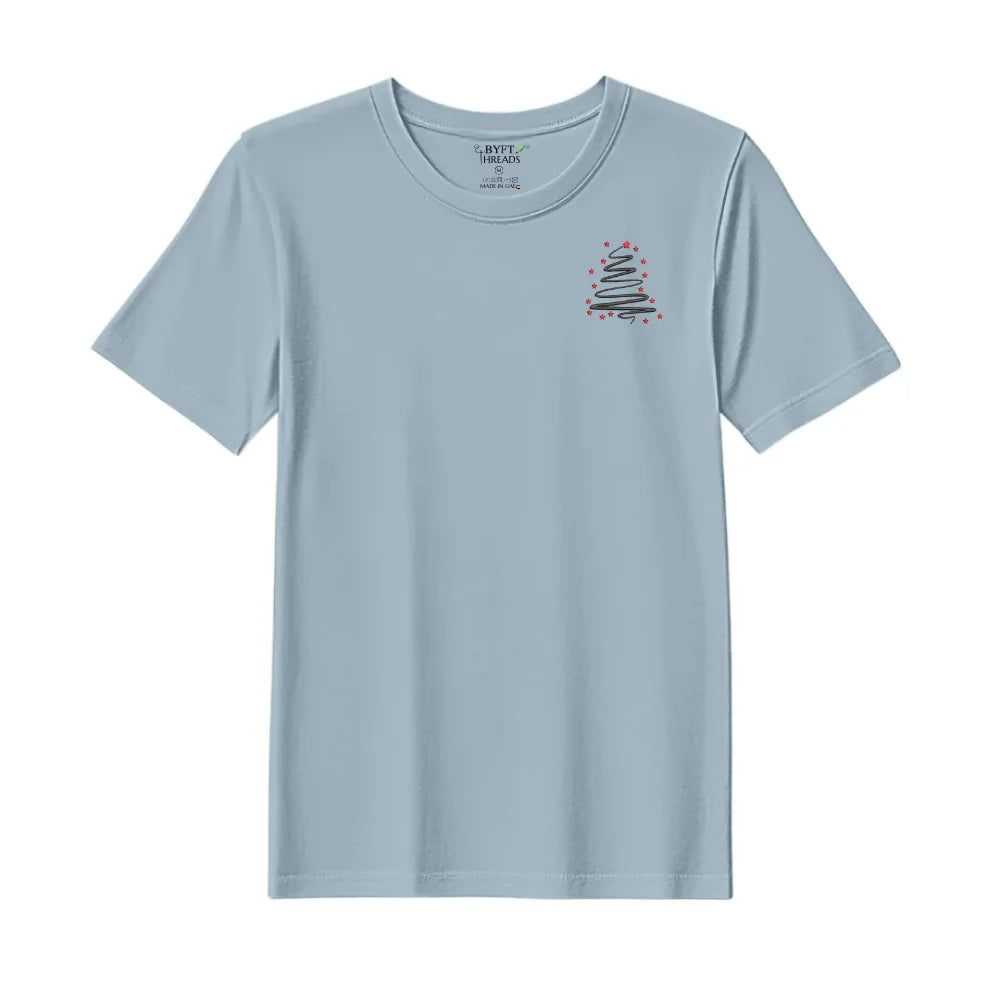 BYFT Threads Embroidered For You Christmas - Starry Christmas Tree Designed T-Shirts