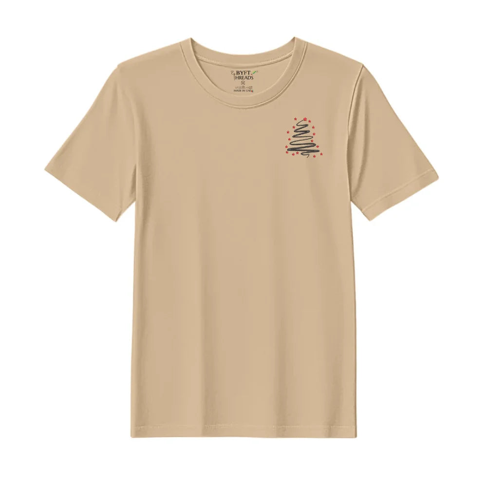 BYFT Threads Embroidered For You Christmas - Starry Christmas Tree Designed T-Shirts