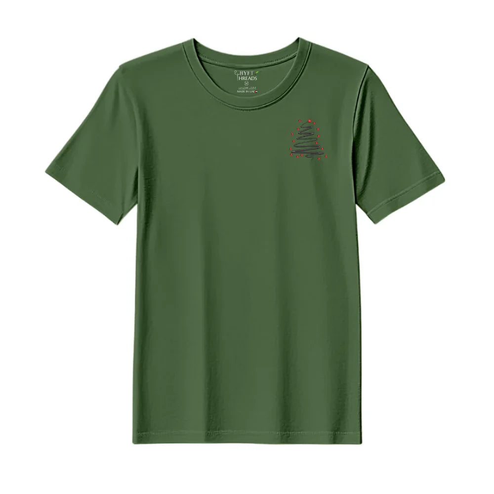 BYFT Threads Embroidered For You Christmas - Starry Christmas Tree Designed T-Shirts